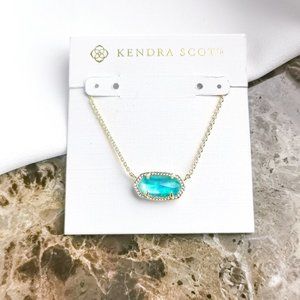 Gold Elisa Aqua Kyocera Opal Pendant Necklace